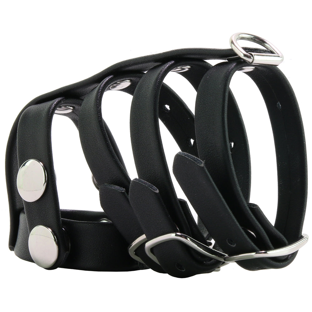 Blue Line Triple Cock and Ball Strap with Leash Lead Bondage and Fetish > Cock and Ball Devices - Tophatter Daily Deals
